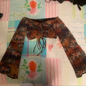 Nasty Gal Cropped Off the Shoulder Double Tie Top